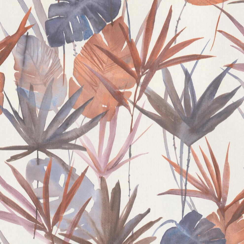 Photos - Wallpaper Rasch Barbara Home Jungle Leaves  Red White Purple Paste The Wall Modern 536430 