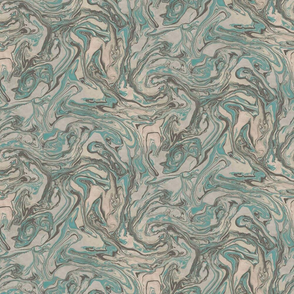 Fine Decor Marble Teal Silver Wallpaper Paste The Wall Textured Metallic Modern