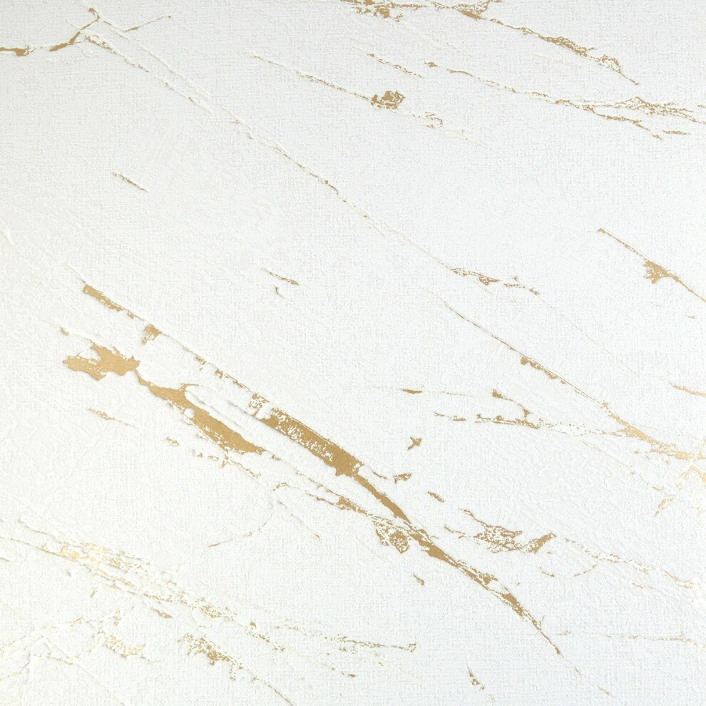 AS Creation White Kintsugi Metallic Gold Wallpaper Blown Vinyl Paste The Wall