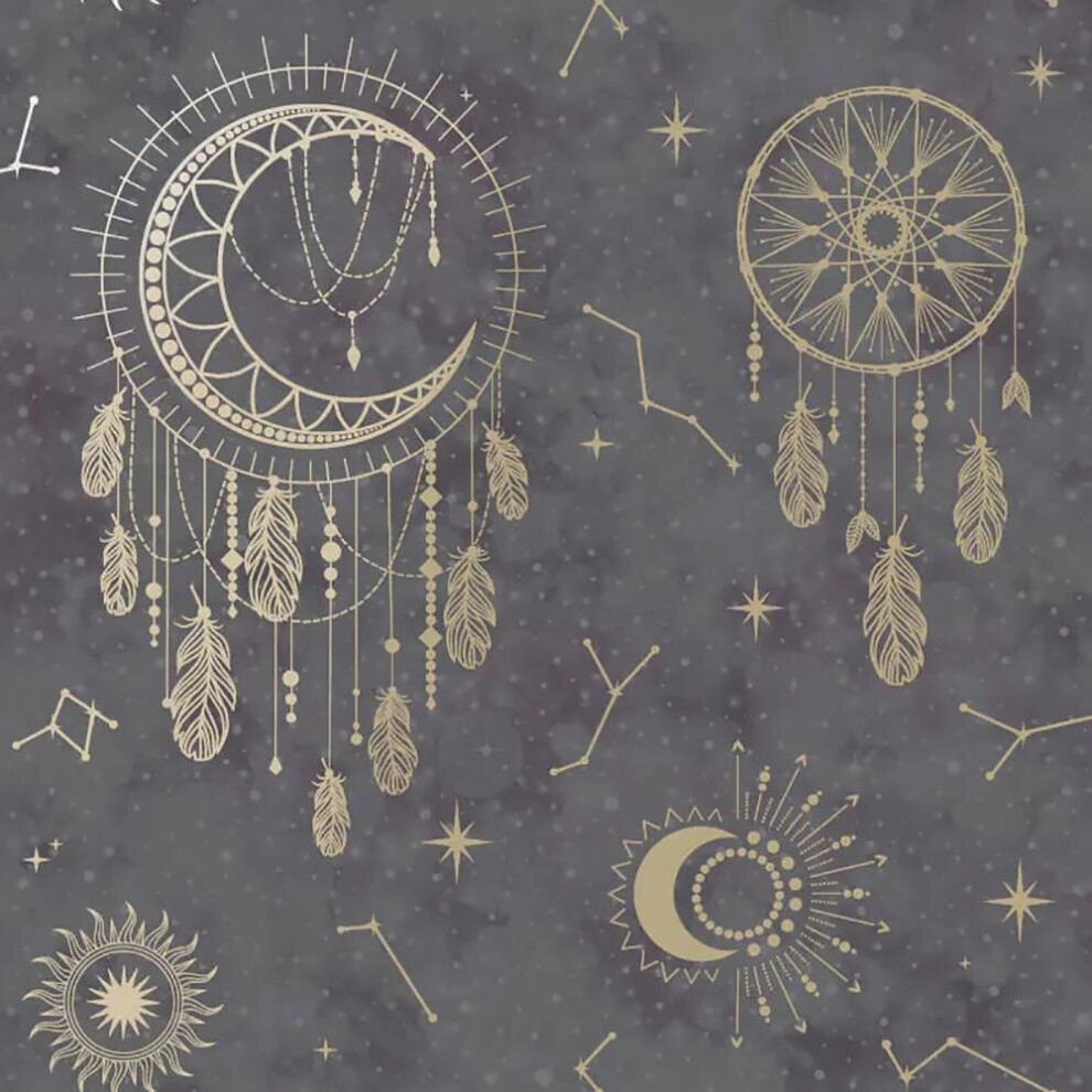 Holden Decor Dreamcatcher Black Gold Wallpaper Stars Constellation Metallic