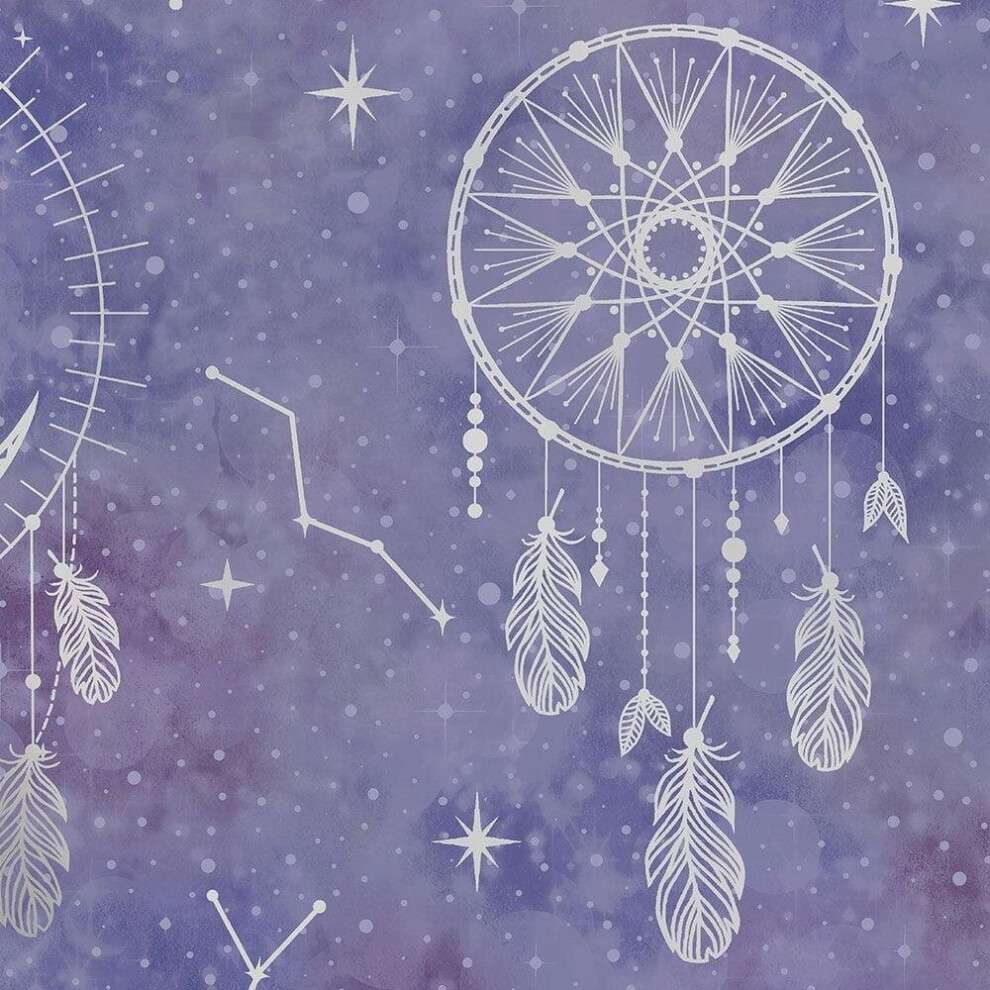 Holden Decor Dreamcatcher Purple Silver Wallpaper Stars Constellation Metallic