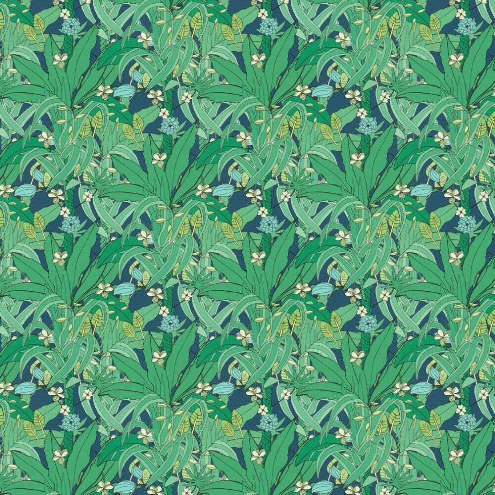 Rasch Lush Garden Green Navy Wallpaper Floral Leaves Paste The Wall Contemporary 4000441538922