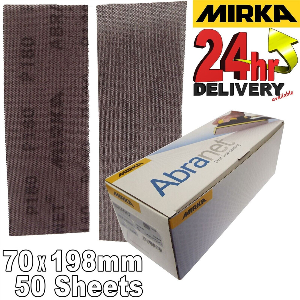 Mirka Abranet 70X198mm P180 Grit 50X Hooknloop Dust Free Sanding Abrasive Strips 6416868527780