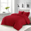 (KING, RED) Plain Duvet Quilt Covers Reversible Bedding Set 5