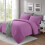 (SINGLE, PURPLE) Plain Duvet Quilt Covers Reversible Bedding Set 4
