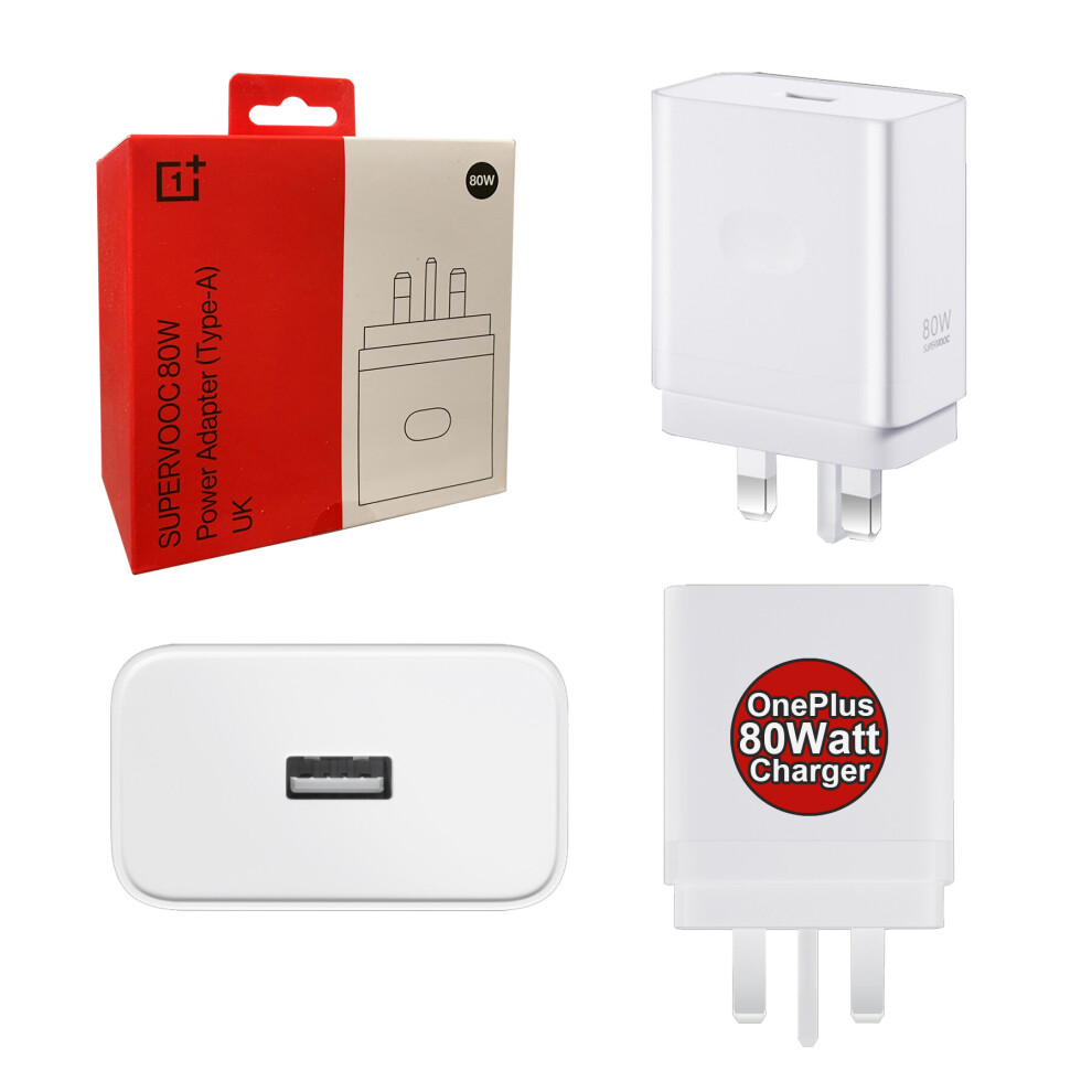 Official OnePlus SUPERVOOC 80W Fast Rapid Charger 3 Pin UK Mains Plug No Cable