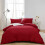 (KING, RED) Plain Duvet Quilt Covers Reversible Bedding Set 1