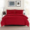 (KING, RED) Plain Duvet Quilt Covers Reversible Bedding Set 2