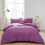 (SINGLE, PURPLE) Plain Duvet Quilt Covers Reversible Bedding Set 1