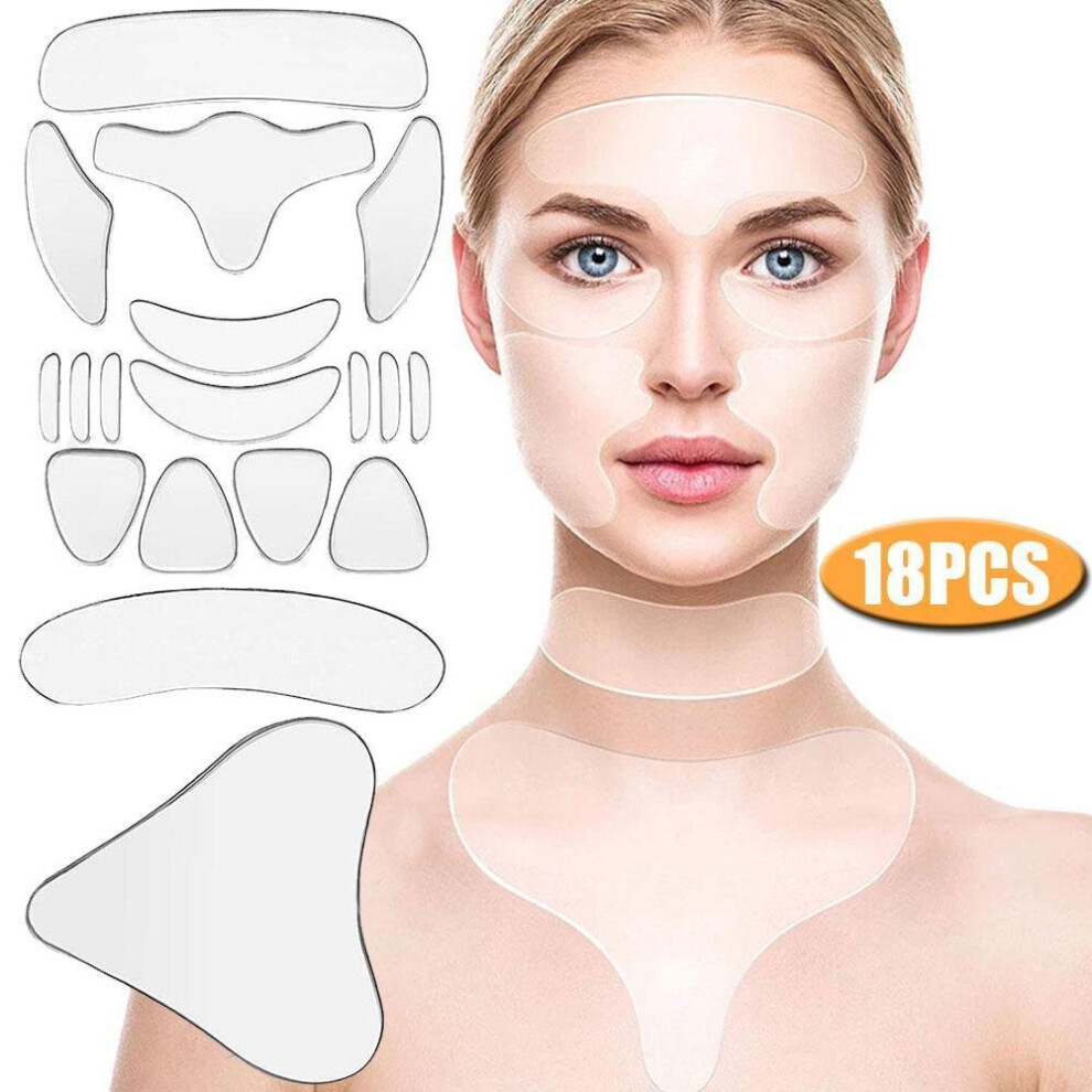 (18 Pcs) Reusable Silicone Wrinkle Removal Sticker Facial Lifting Strips Set