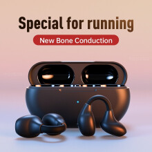 (Black) Bone conduction headset Bluetooth sport waterproof