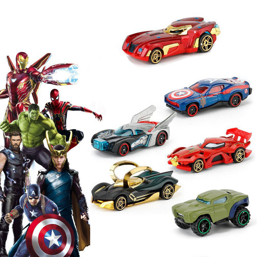 Marvel Avengers Alloy Car Model Toy Boy Metal Racing Car 6PCS Kit Gift