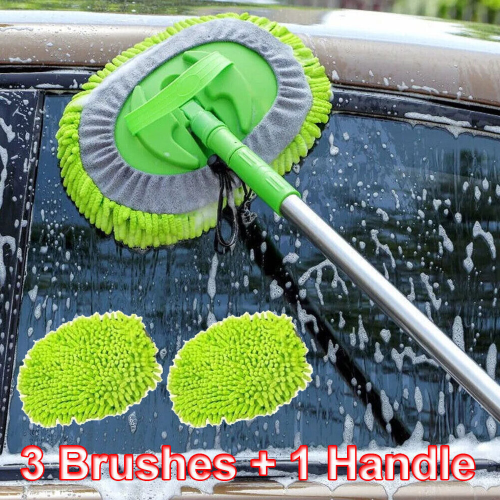 Car Wash Clean Brush Microfiber with Telescopic Extension Pole and Mop