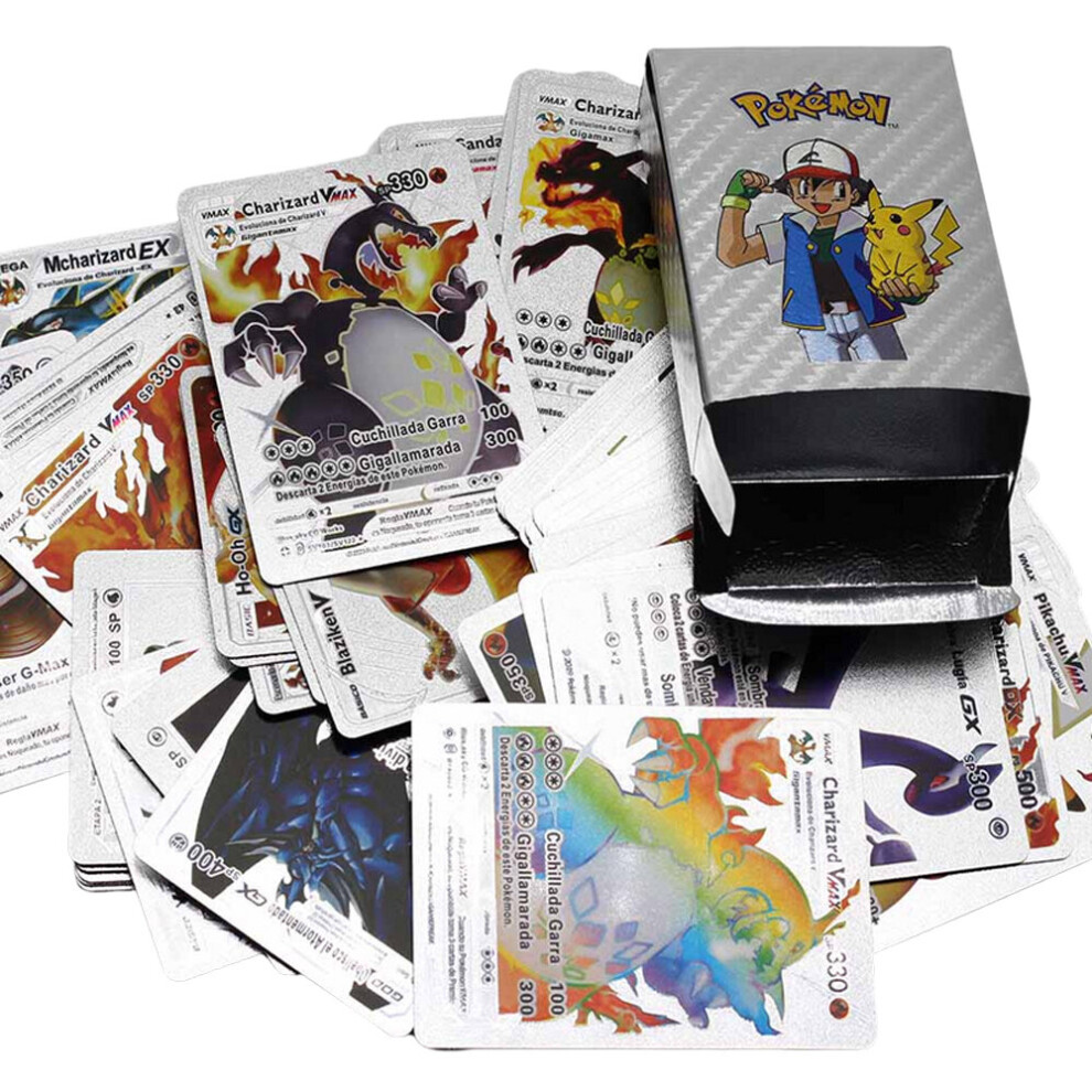 Pokemon Cards 55pcs Metal Silver Vmax GX Energy Battle Cards Kid Gifts