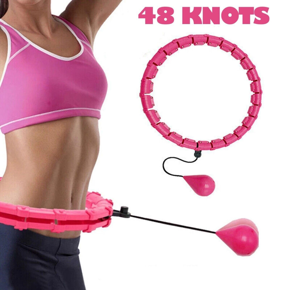 Mdsrjone (48 ) 24 - 48 Knots Smart Hula Fitness Hoop Detachable Weighted Hoops Weight Lose Pink