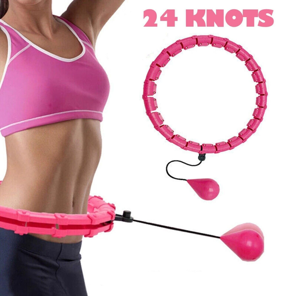 (24 PINK) 24 - 48 Knots Smart Hula Fitness Hoop Detachable Weighted Hoops Weight Lose 