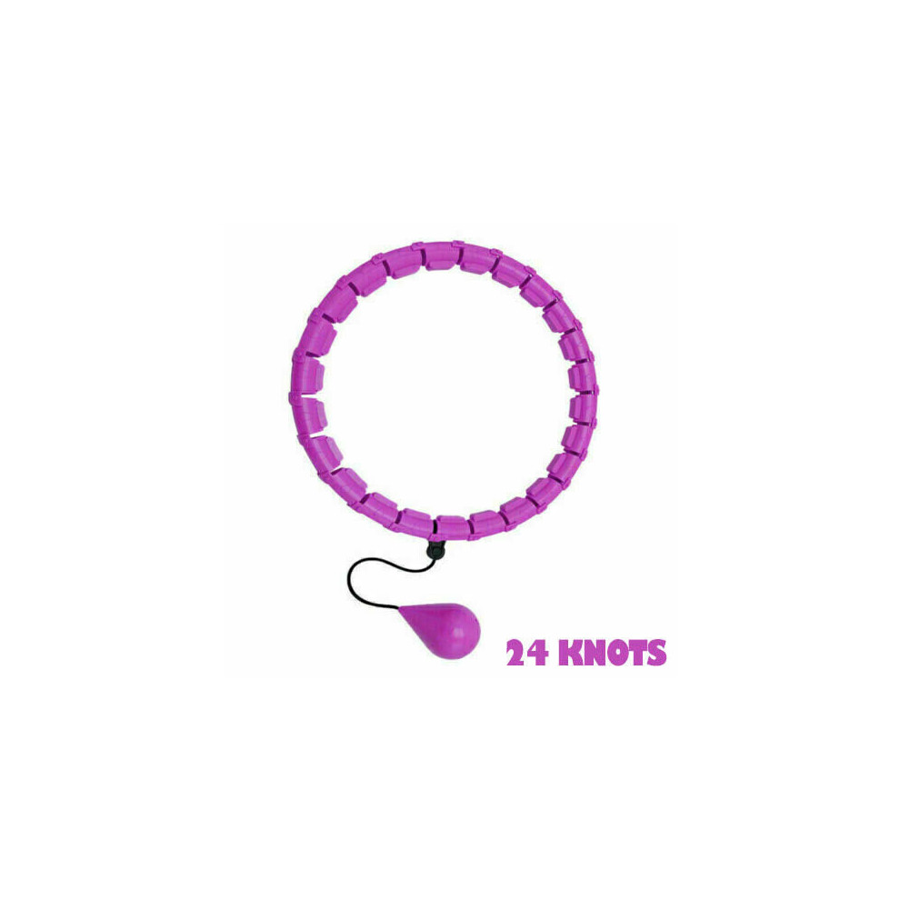 (24 PURPLE) 24 - 48 Knots Smart Hula Fitness Hoop Detachable Weighted Hoops Weight Lose