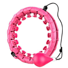 (Pink) 24 Knots Weighted Hula Hoop Adult Smart Hola Thin Waist Fitness Weight Loss