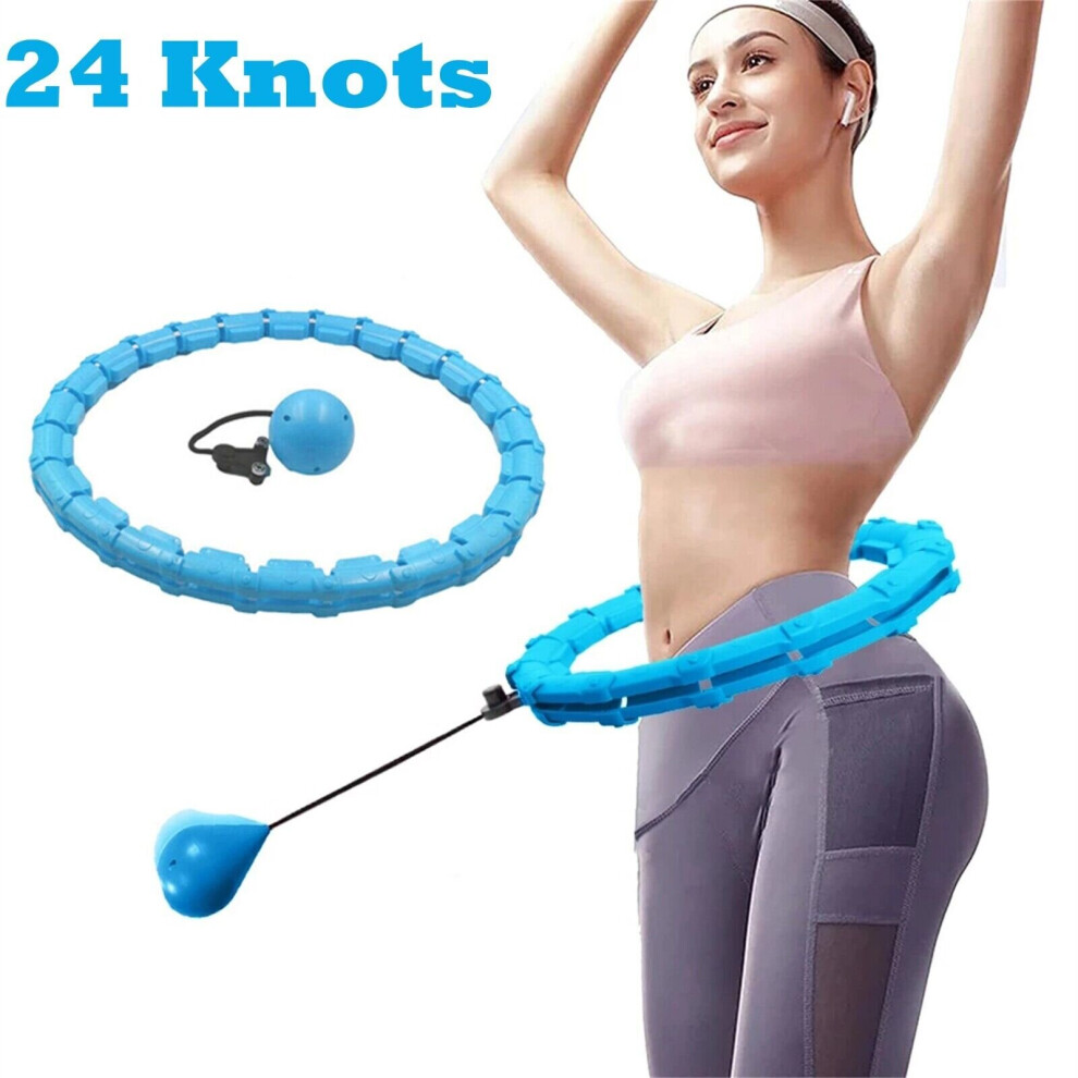 (24 BLUE) 24 - 48 Knots Smart Hula Fitness Hoop Detachable Weighted Hoops Weight Lose 