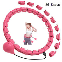(36 PINK) 24 - 48 Knots Smart Hula Fitness Hoop Detachable Weighted Hoops Weight Lose