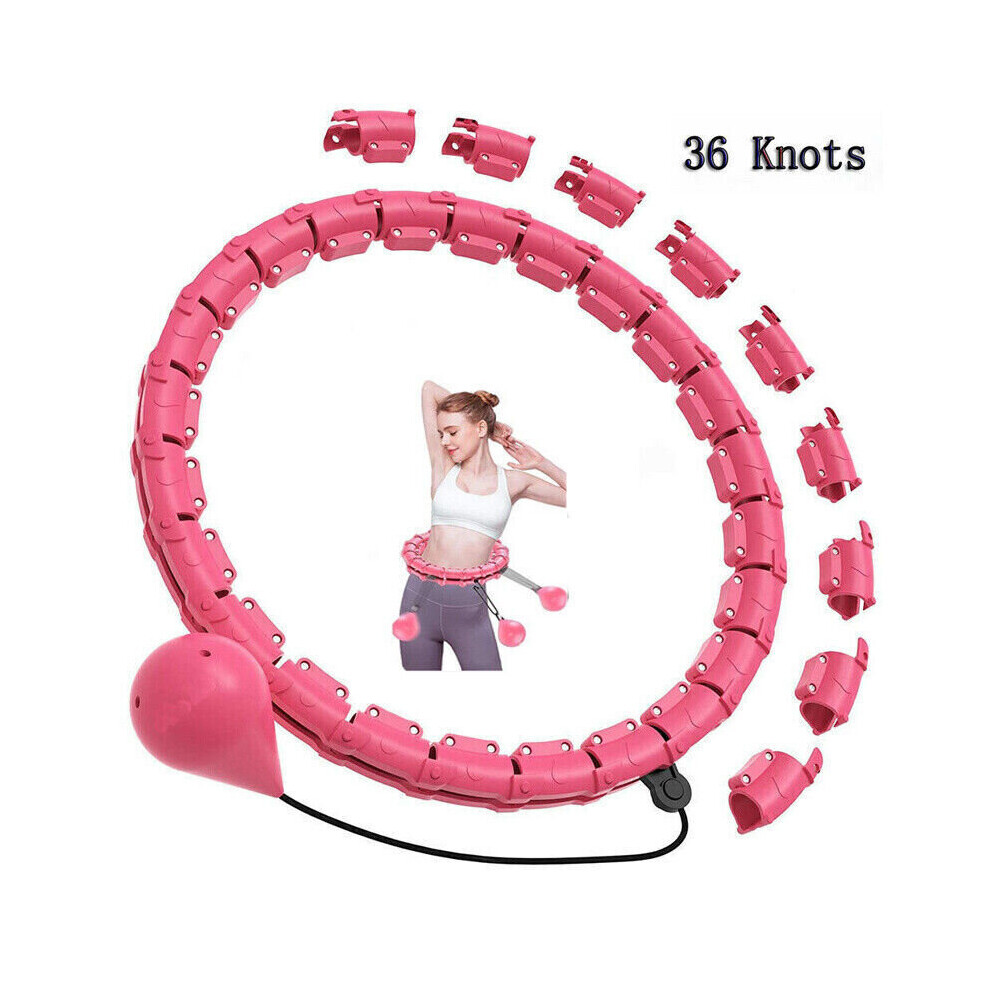 Mdsrjone (36 ) 24 - 48 Knots Smart Hula Fitness Hoop Detachable Weighted Hoops Weight Lose Pink