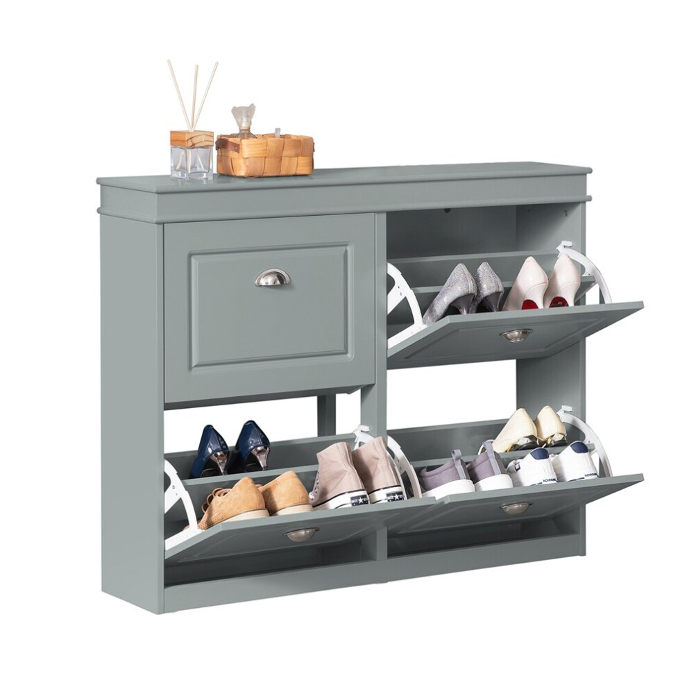 SoBuy FSR79-HG, 4 Drawers Shoe Cabinet Shoe Rack Shoe Storage,Grey