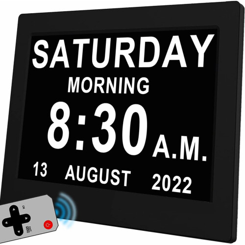 Dementia Clock Calendar Date Day Alarm Clock 8 In Large Remote Control