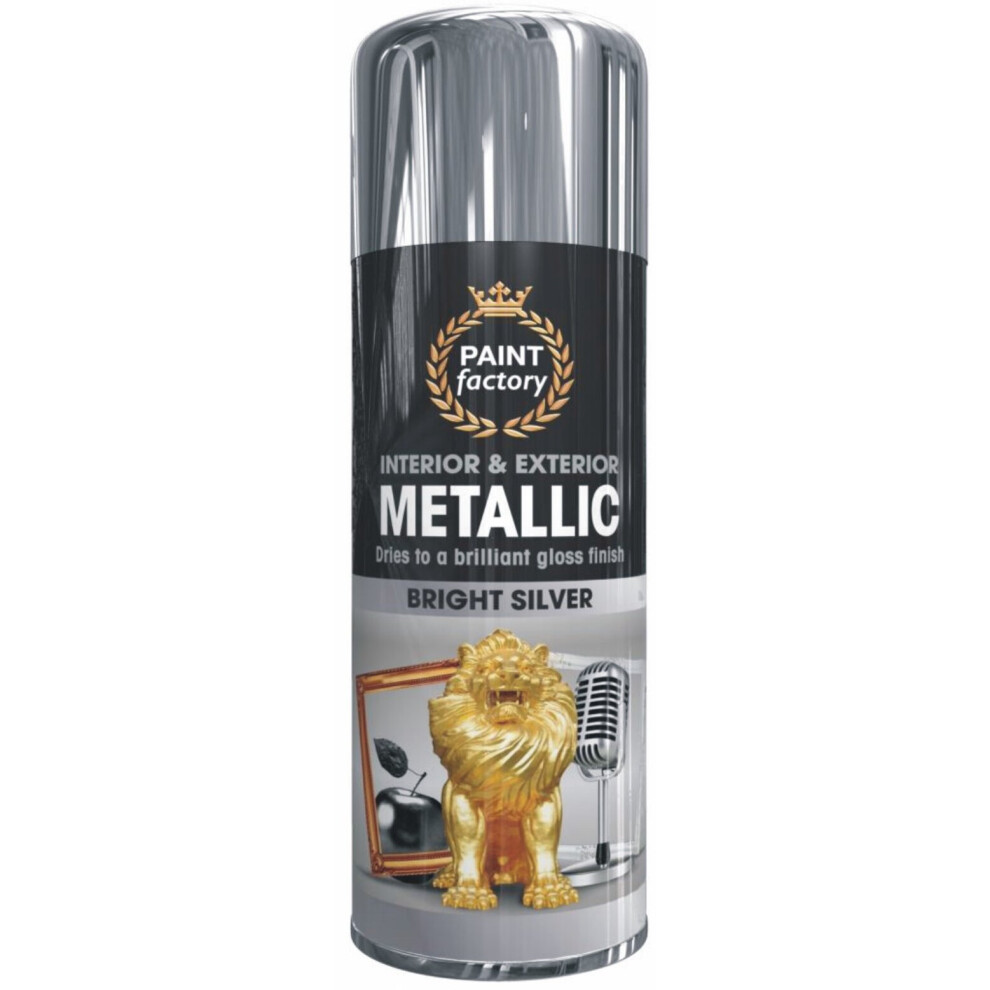 400ml Metallic Silver spray paint gloss finish Interior & Exterior