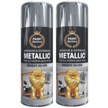 2 x 400ml Metallic Silver spray paint gloss finish Interior & Exterior