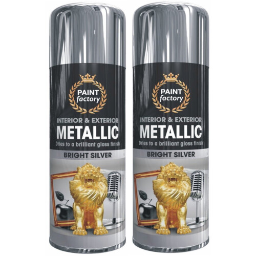 Rapide 2 x 400ml Metallic Silver spray paint gloss finish Interior & Exterior