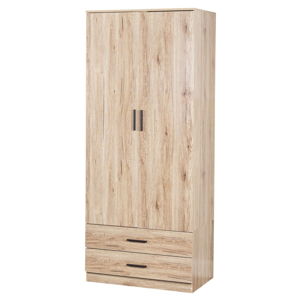 ( 2 Door Wardrobe) Oak Wooden Bedroom Furniture Cabinet Chest of Drawers Dressing Table Wardrobe