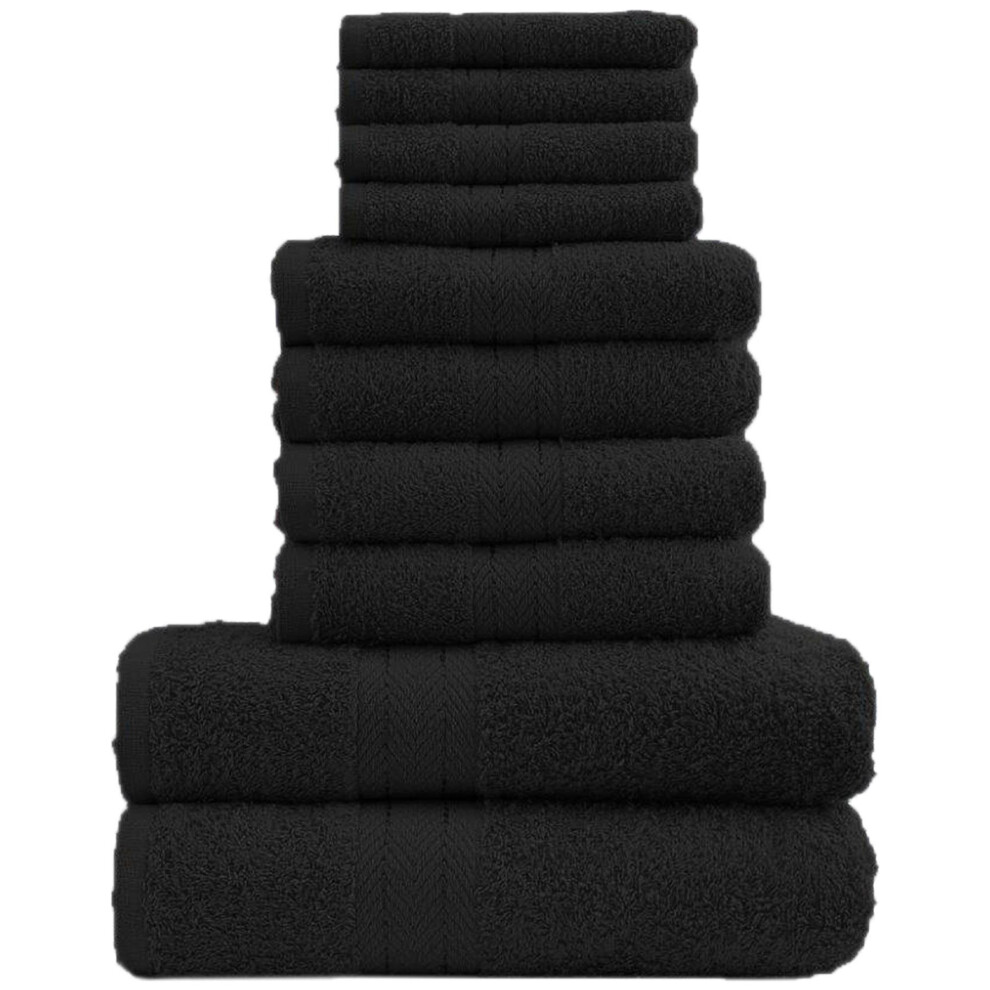 (10 Pieces Towel Bale, Black) Toronto Towel Bale Set 100% Egyptian Cotton 450GSM