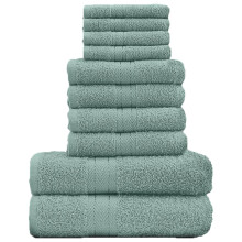 (10 Pieces Towel Bale, Duck Egg) Toronto Towel Bale Set 100% Egyptian Cotton 450GSM