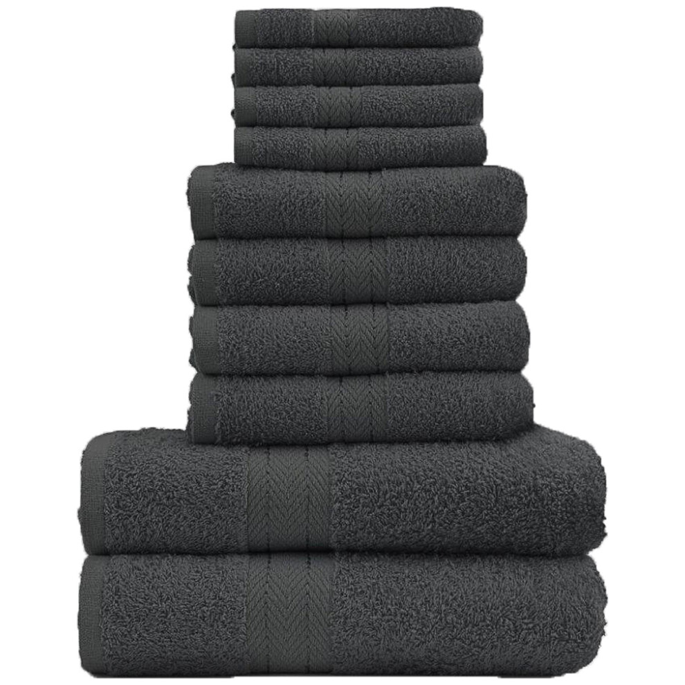 (10 Pieces Towel Bale, Charcoal) Toronto Towel Bale Set 100% Egyptian Cotton 450GSM