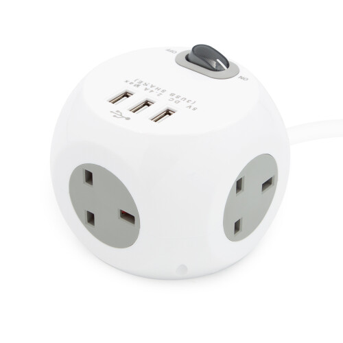 Benross 41079 3-Way Cube Extension Lead / 3 USB Ports Included