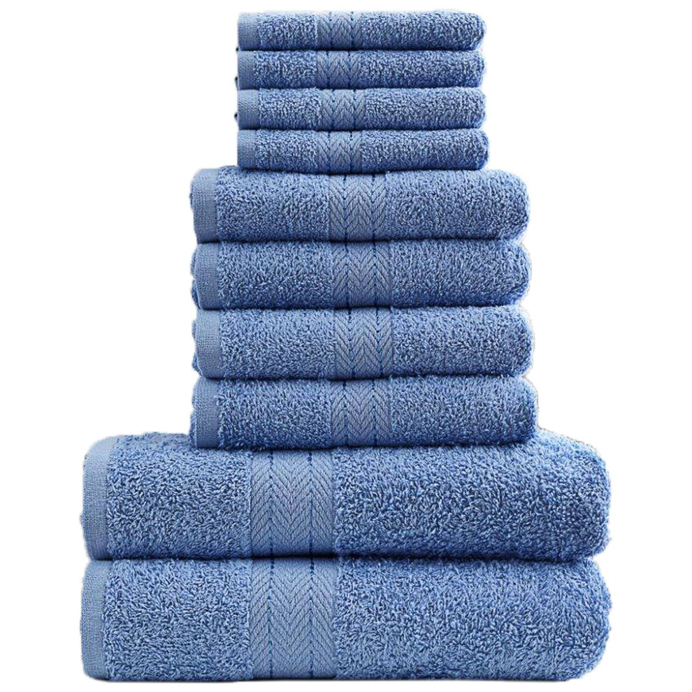 (10 Pieces Towel Bale, Blue) Toronto Towel Bale Set 100% Egyptian Cotton 450GSM