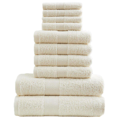 (10 Pieces Towel Bale, Cream) Toronto Towel Bale Set 100% Egyptian Cotton 450GSM