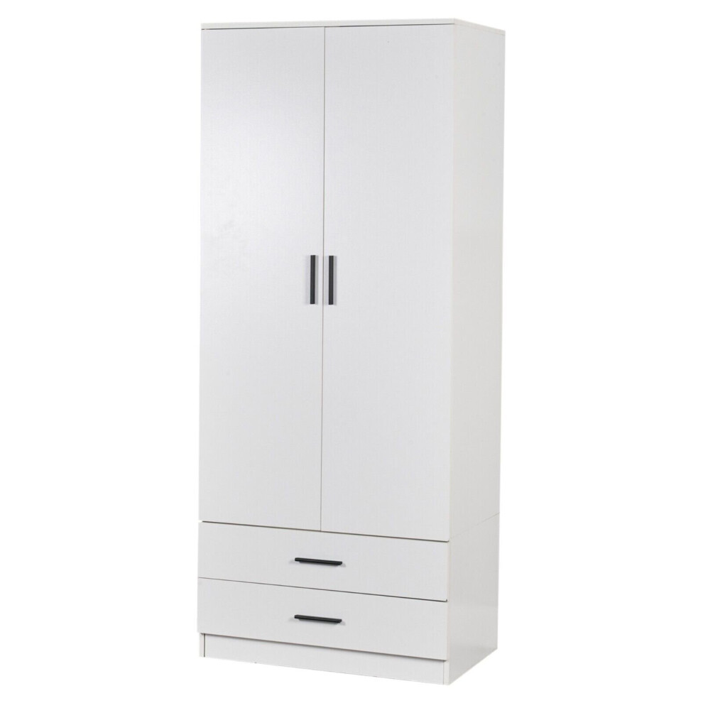 (2 Door Wardrobe) White Wooden Bedroom Furniture Cabinet Chest of Drawers Dressing Table Wardrobe