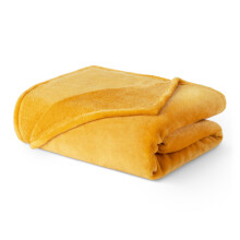 (SINGLE, OCHRE) LIVIVO Soft Flannel Fleece Blanket - Warm Microfiber Throw