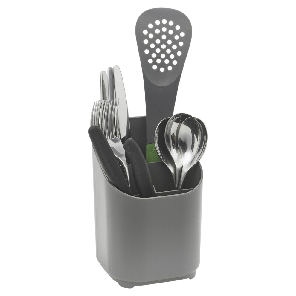 (Grey) Kitchen Plastic Cutlery Drainer Holder Rack