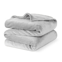 (DOUBLE, MISTY GREY) LIVIVO Soft Flannel Fleece Blanket - Warm Microfiber Throw
