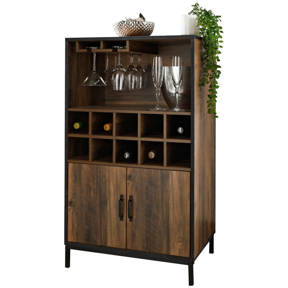 Spot On Dealz Wine Rack Bar Drink Bottle Storage Shelves Glass Holder Wooden