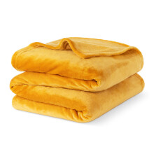 (DOUBLE, OCHRE) LIVIVO Soft Flannel Fleece Blanket - Warm Microfiber Throw