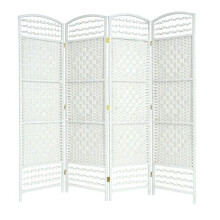 (4 Panel) White 4/6 Panel Wicker Room Divider Privacy Screen