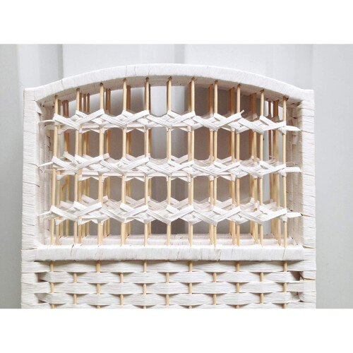 (4 Panel) White 4/6 Panel Wicker Room Divider Privacy Screen 1