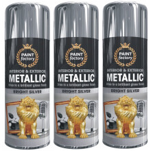 3 x 400ml Metallic Silver spray paint gloss finish Interior & Exterior