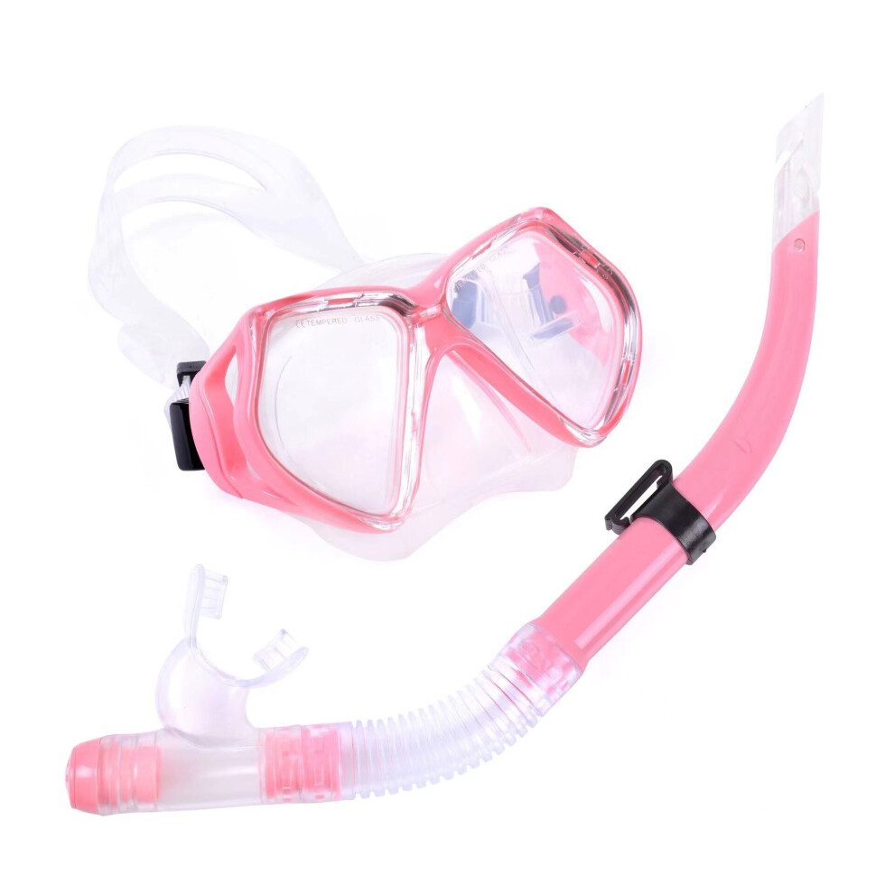 (Pink) ADULT MASK AND SNORKEL SET DIVING pvc scuba dive diver snorkelling TWO BARE FEET