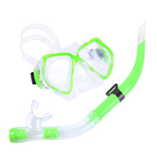 (Green) ADULT MASK AND SNORKEL SET DIVING pvc scuba dive diver snorkelling TWO BARE FEET