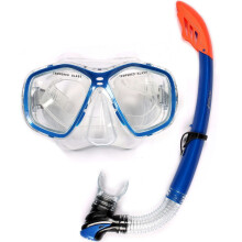 (Blue) ADULT MASK AND SNORKEL SET DIVING pvc scuba dive diver snorkelling TWO BARE FEET