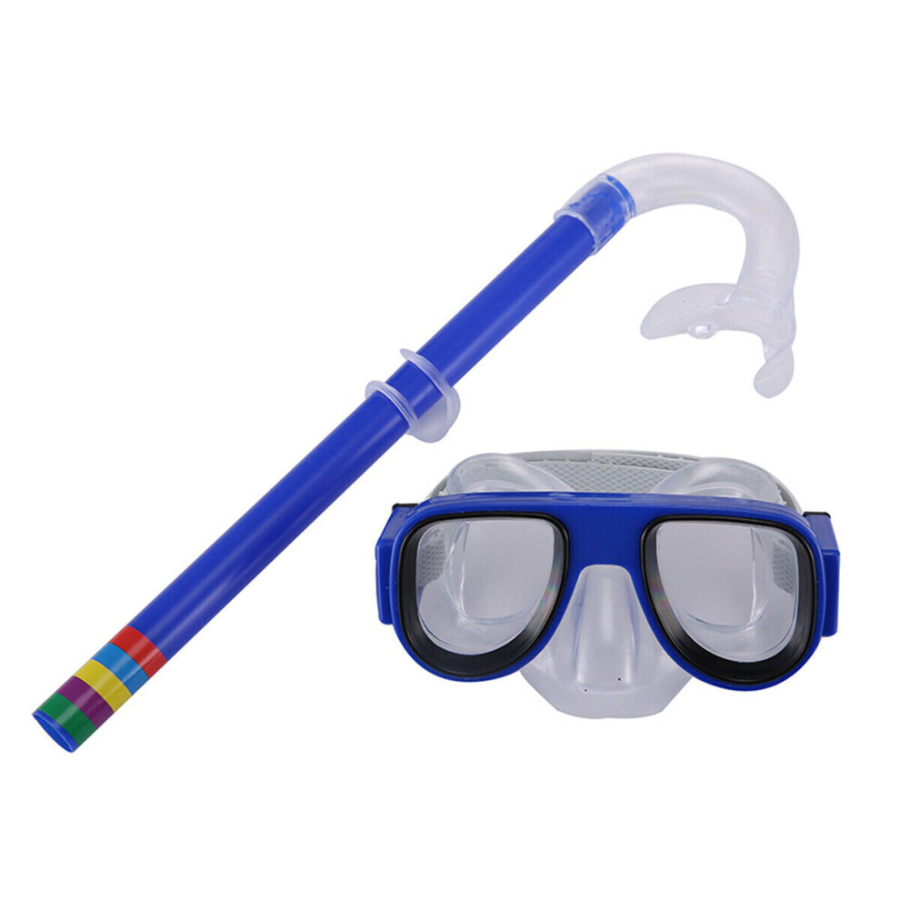 (Blue) Snorkel Mask Set Scuba Diving Underwater Kids Swimming Anti Goggles Fog Child
